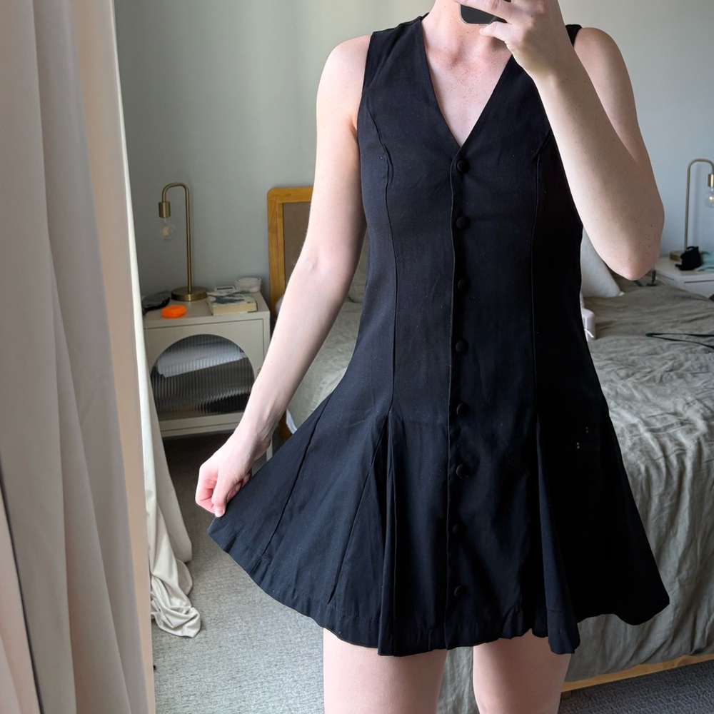 Black linen mini dress
